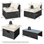  - 8 Pieces Patio Rattan Storage Table Furniture Set - Outdoor Style Company