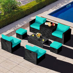  - 8 Pieces Patio Rattan Storage Table Furniture Set - Outdoor Style Company