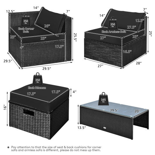  - 8 Pieces Patio Rattan Storage Table Furniture Set - Outdoor Style Company