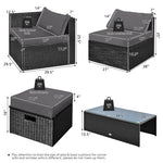  - 8 Pieces Patio Rattan Storage Table Furniture Set - Outdoor Style Company