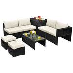  - 8 Pieces Patio Rattan Storage Table Furniture Set - Outdoor Style Company