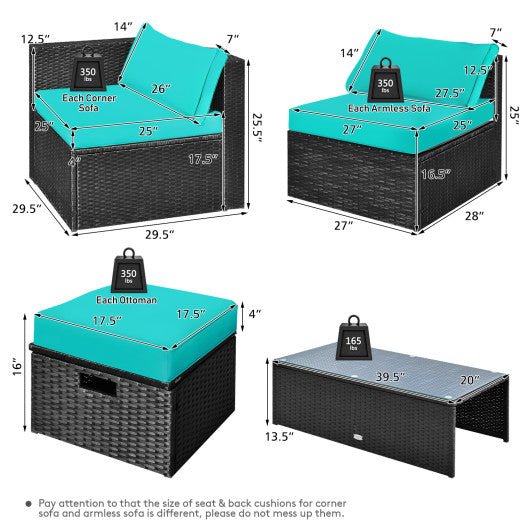  - 8 Pieces Patio Rattan Storage Table Furniture Set - Outdoor Style Company