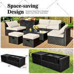  - 8 Pieces Patio Rattan Storage Table Furniture Set - Outdoor Style Company