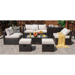  - 8 Pieces Patio Space - Saving Rattan Furniture Set with Storage Box and Waterproof Cover - Outdoor Style Company