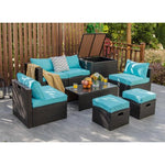  - 8 Pieces Patio Space - Saving Rattan Furniture Set with Storage Box and Waterproof Cover - Outdoor Style Company