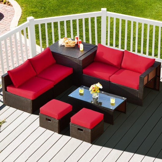  - 8 Pieces Patio Space - Saving Rattan Furniture Set with Storage Box and Waterproof Cover - Outdoor Style Company