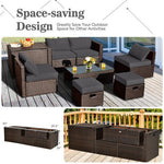  - 8 Pieces Patio Space - Saving Rattan Furniture Set with Storage Box and Waterproof Cover - Outdoor Style Company