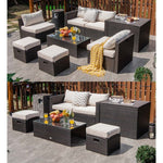  - 8 Pieces Patio Space - Saving Rattan Furniture Set with Storage Box and Waterproof Cover - Outdoor Style Company