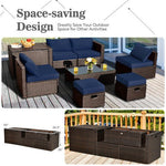  - 8 Pieces Patio Space - Saving Rattan Furniture Set with Storage Box and Waterproof Cover - Outdoor Style Company