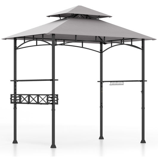  - 8 x 5 FT Outdoor Grill Gazebo with 2 Side Shelves and 20 Hooks - Outdoor Style Company