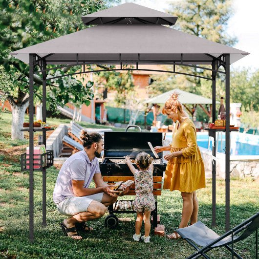  - 8 x 5 FT Outdoor Grill Gazebo with 2 Side Shelves and 20 Hooks - Outdoor Style Company