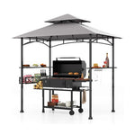  - 8 x 5 FT Outdoor Grill Gazebo with 2 Side Shelves and 20 Hooks - Outdoor Style Company