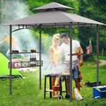  - 8 x 5 FT Outdoor Grill Gazebo with 2 Side Shelves and 20 Hooks - Outdoor Style Company