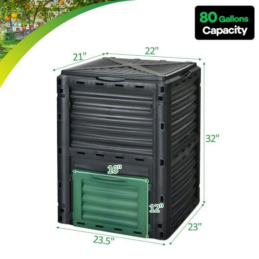  - 80 - Gallon Outdoor Composter with Large Openable Lid and Bottom Exit Door - Outdoor Style Company