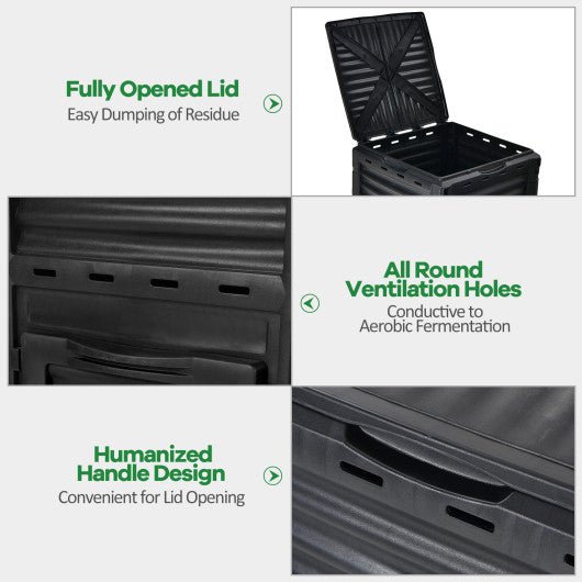  - 80 - Gallon Outdoor Composter with Large Openable Lid and Bottom Exit Door - Outdoor Style Company