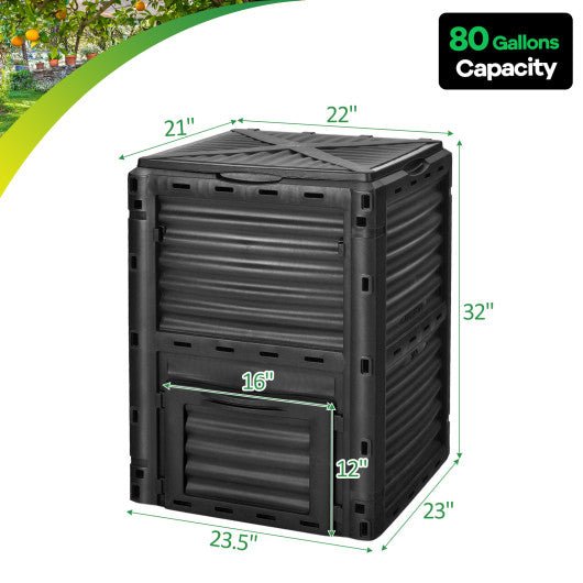  - 80 - Gallon Outdoor Composter with Large Openable Lid and Bottom Exit Door - Outdoor Style Company