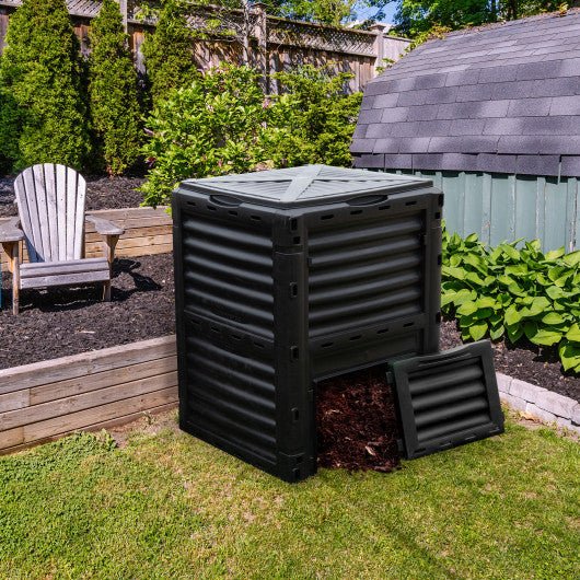  - 80 - Gallon Outdoor Composter with Large Openable Lid and Bottom Exit Door - Outdoor Style Company