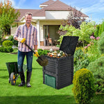  - 80 - Gallon Outdoor Composter with Large Openable Lid and Bottom Exit Door - Outdoor Style Company