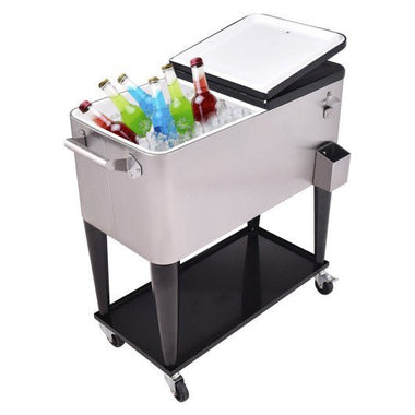  - 80 Quart Patio Rolling Stainless Steel Ice Beverage Cooler - Outdoor Style Company