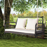  - 880LBS Wicker Hanging Porch Swing with Cushions - Outdoor Style Company