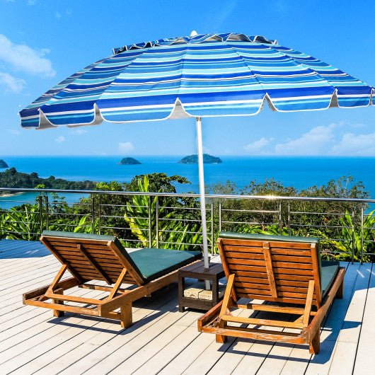  - 8FT Portable Beach Umbrella with Sand Anchor and Tilt Mechanism for Garden and Patio - Outdoor Style Company