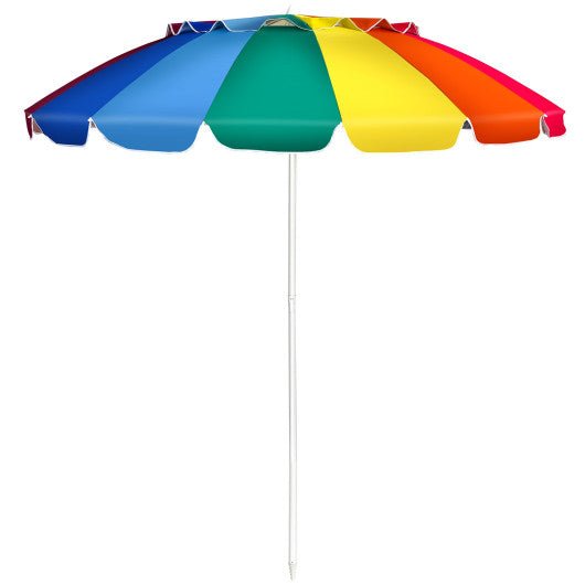  - 8FT Portable Beach Umbrella with Sand Anchor and Tilt Mechanism for Garden and Patio - Outdoor Style Company