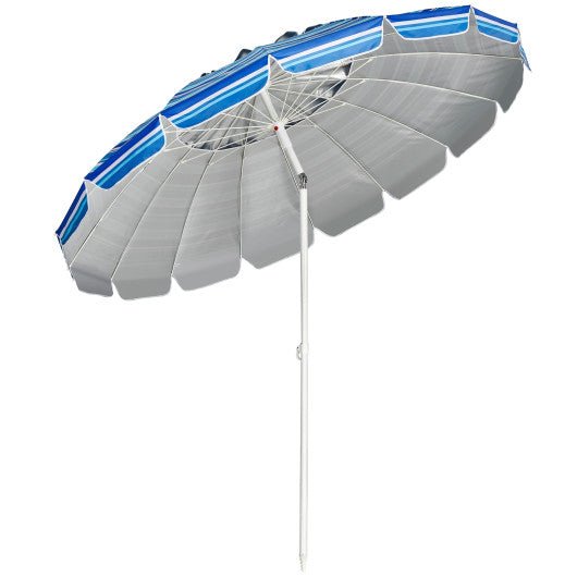  - 8FT Portable Beach Umbrella with Sand Anchor and Tilt Mechanism for Garden and Patio - Outdoor Style Company