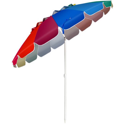  - 8FT Portable Beach Umbrella with Sand Anchor and Tilt Mechanism for Garden and Patio - Outdoor Style Company