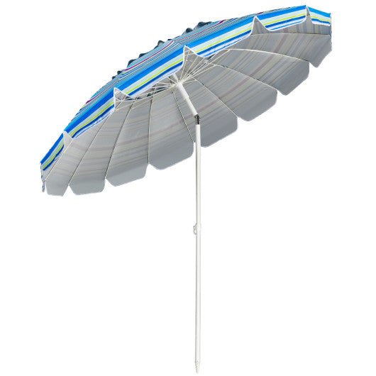  - 8FT Portable Beach Umbrella with Sand Anchor and Tilt Mechanism for Garden and Patio - Outdoor Style Company