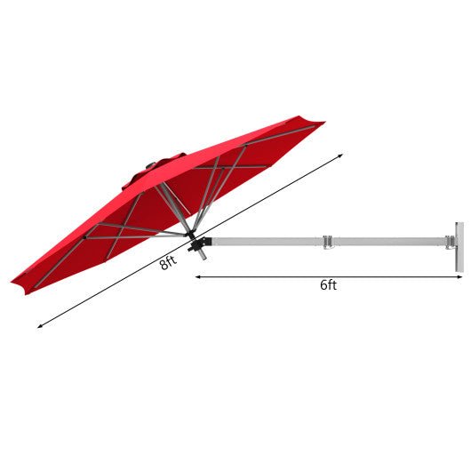  - 8ft Wall - Mounted Telescopic Folding Tilt Aluminum Sun Shade Umbrella - Outdoor Style Company