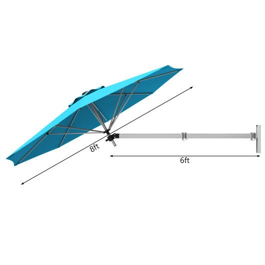  - 8ft Wall - Mounted Telescopic Folding Tilt Aluminum Sun Shade Umbrella - Outdoor Style Company