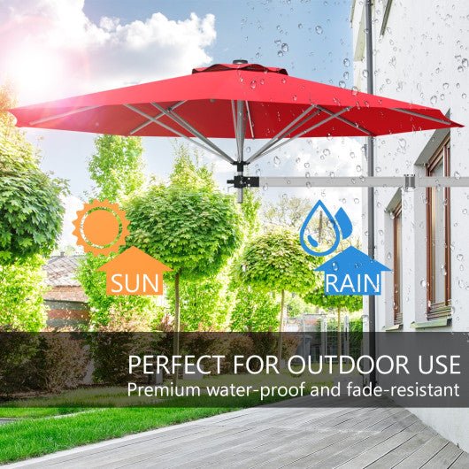  - 8ft Wall - Mounted Telescopic Folding Tilt Aluminum Sun Shade Umbrella - Outdoor Style Company