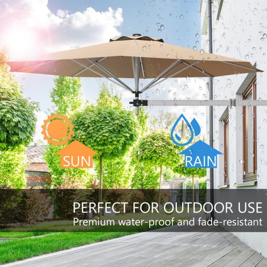  - 8ft Wall - Mounted Telescopic Folding Tilt Aluminum Sun Shade Umbrella - Outdoor Style Company