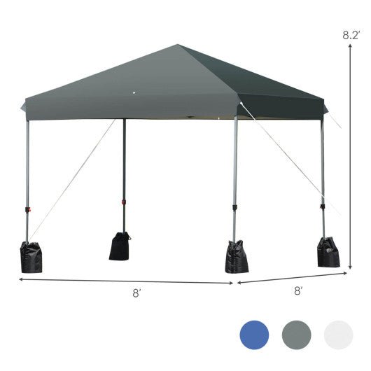  - 8’x8' Outdoor Pop up Canopy Tent w/Roller Bag - Gray - Outdoor Style Company