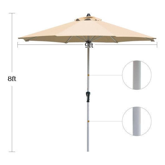  - 9 Feet Patio Outdoor Market Umbrella with Aluminum Pole without Weight Base - Outdoor Style Company