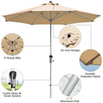  - 9 Feet Patio Outdoor Market Umbrella with Aluminum Pole without Weight Base - Outdoor Style Company