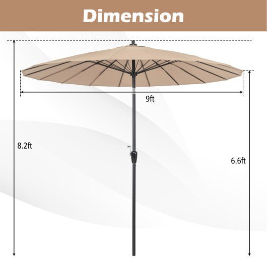  - 9 Feet Round Patio Umbrella with 18 Fiberglass Ribs - Outdoor Style Company