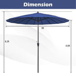  - 9 Feet Round Patio Umbrella with 18 Fiberglass Ribs - Outdoor Style Company