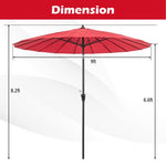  - 9 Feet Round Patio Umbrella with 18 Fiberglass Ribs - Outdoor Style Company