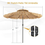  - 9 Feet Solar Powered Thatched Tiki Patio Umbrella with Led Lights. - Outdoor Style Company