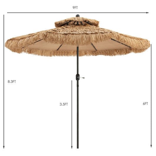  - 9 Feet Thatched Tiki Umbrella with 8 Ribs - Outdoor Style Company