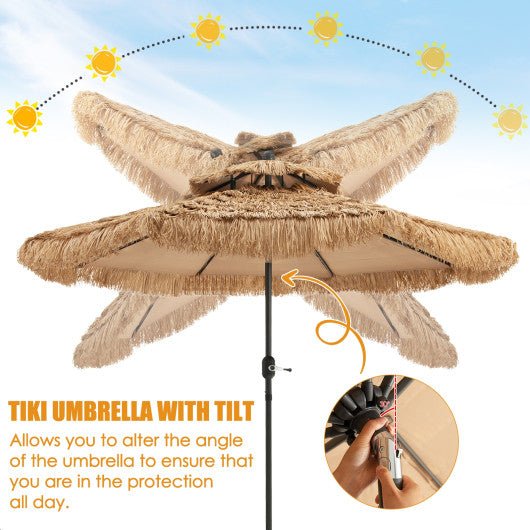  - 9 Feet Thatched Tiki Umbrella with 8 Ribs - Outdoor Style Company