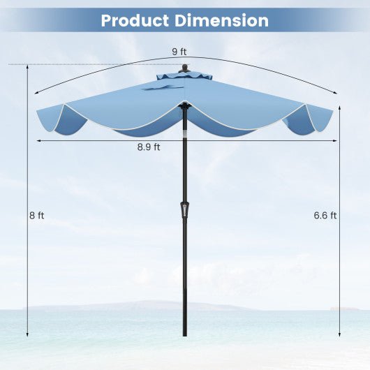  - 9 FT Patio Umbrella with Crank Handle and Push Button Tilt - Outdoor Style Company