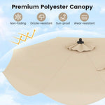  - 9 FT Patio Umbrella with Crank Handle and Push Button Tilt - Beige - Outdoor Style Company