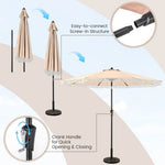  - 9 FT Patio Umbrella with Sun - Protective Canopy for Patio Garden Pool - Beige - Outdoor Style Company