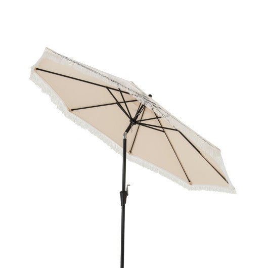  - 9 FT Patio Umbrella with Sun - Protective Canopy for Patio Garden Pool - Beige - Outdoor Style Company