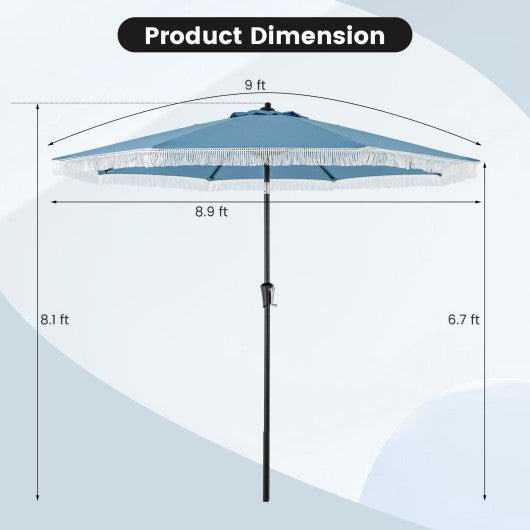  - 9 FT Patio Umbrella with Sun - Protective Canopy for Patio Garden Pool - Navy - Outdoor Style Company