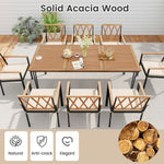  - 9 - Piece Patio Dining Set 35.5 Inch Acacia Wood Table with Umbrella Hole and 22.5 - Inch Wide Chairs - Outdoor Style Company