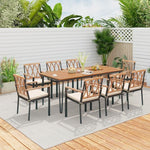  - 9 - Piece Patio Dining Set 35.5 Inch Acacia Wood Table with Umbrella Hole and 22.5 - Inch Wide Chairs - Outdoor Style Company