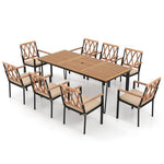  - 9 - Piece Patio Dining Set 35.5 Inch Acacia Wood Table with Umbrella Hole and 22.5 - Inch Wide Chairs - Outdoor Style Company